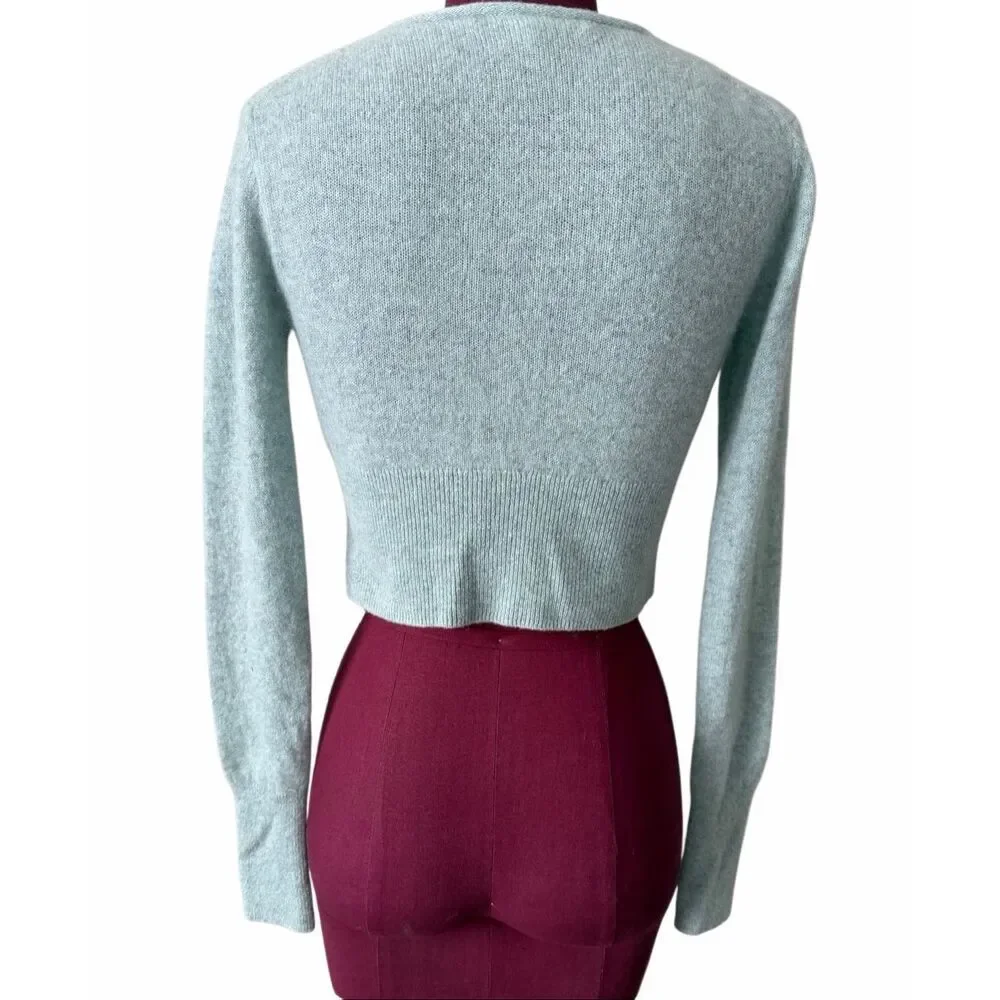 Naked Cashmere Cropped Button Front Cardigan Small Sea foam Blue - Picture 2 of 7